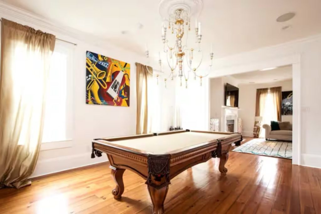 Pool table in the New Orleans home